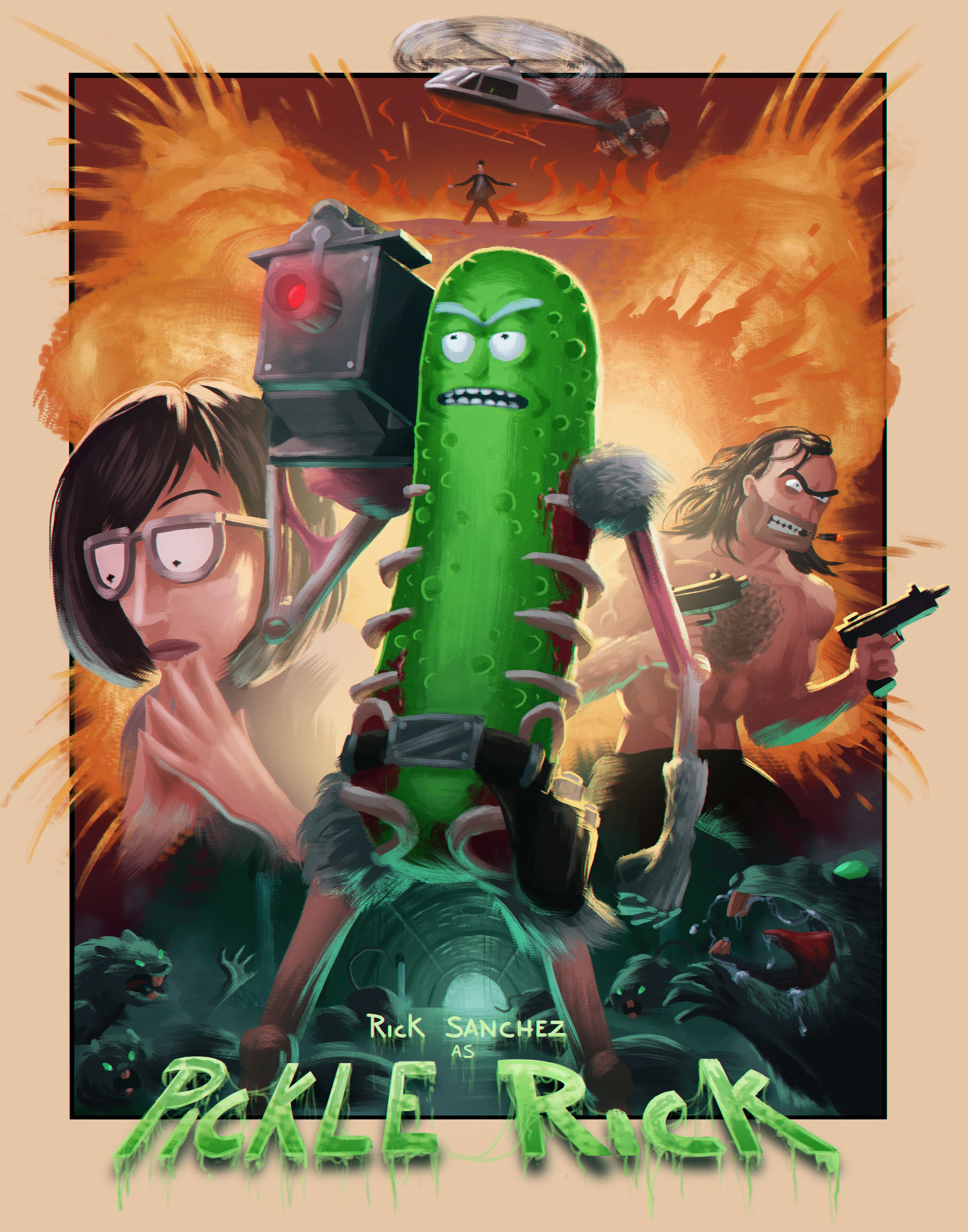 Rick and Morty, Nike, pickle rick, art, cartoon, animated, Rick