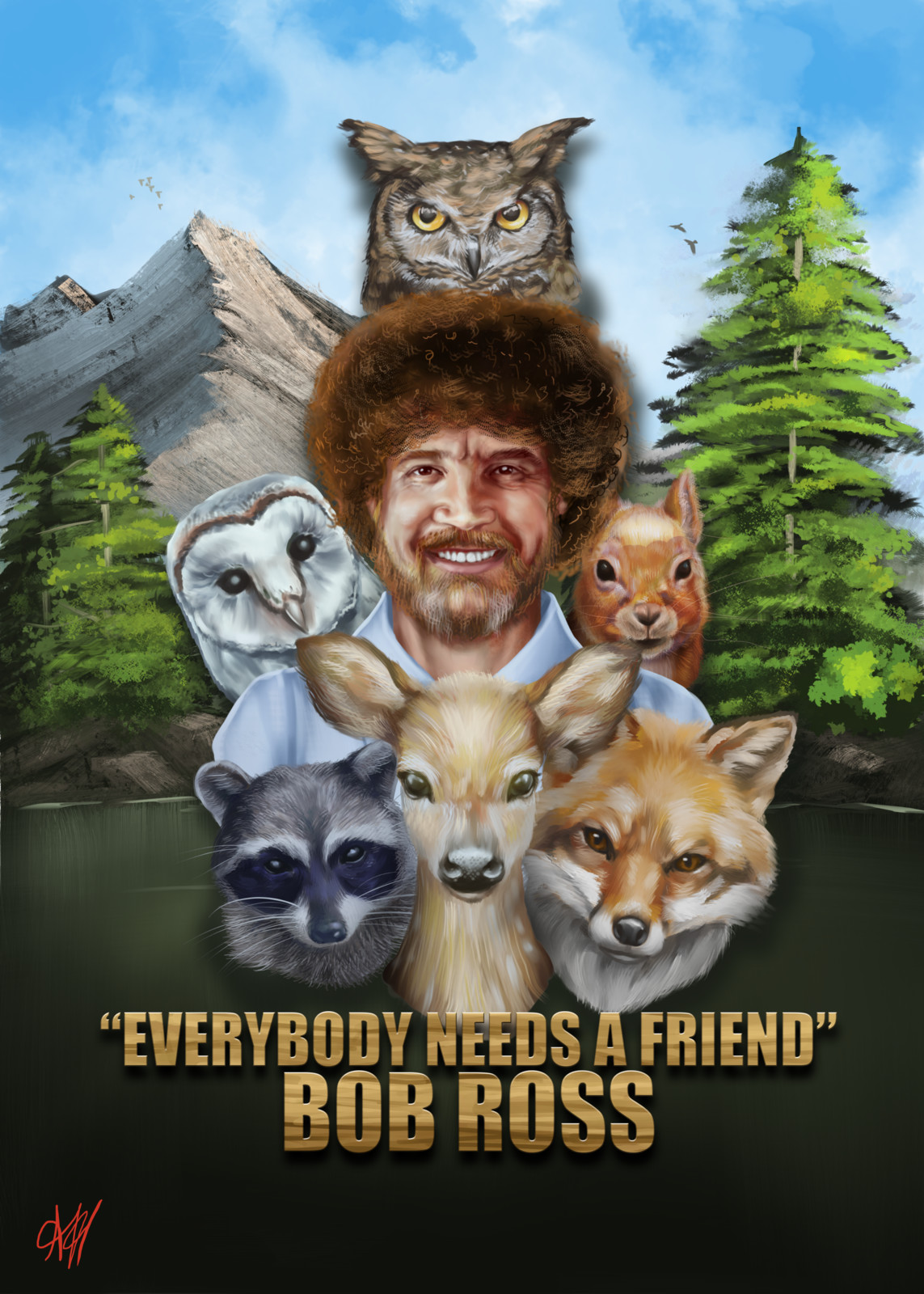 Artstation Bob Ross Tribute Angel Arcanumex