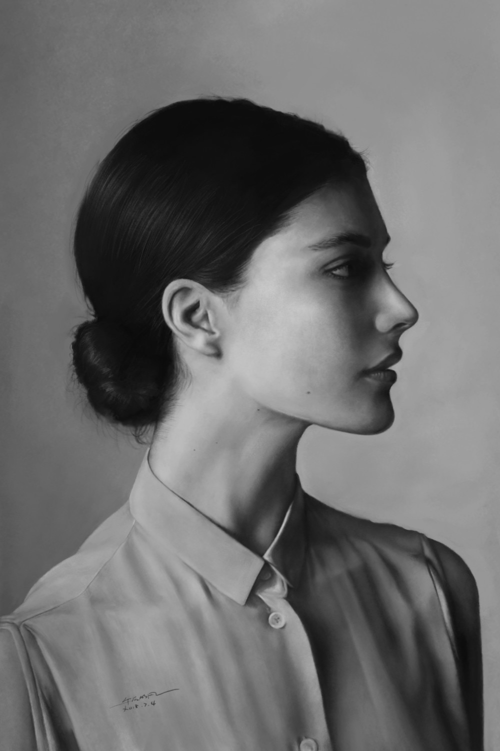 xm tang 黑白人像