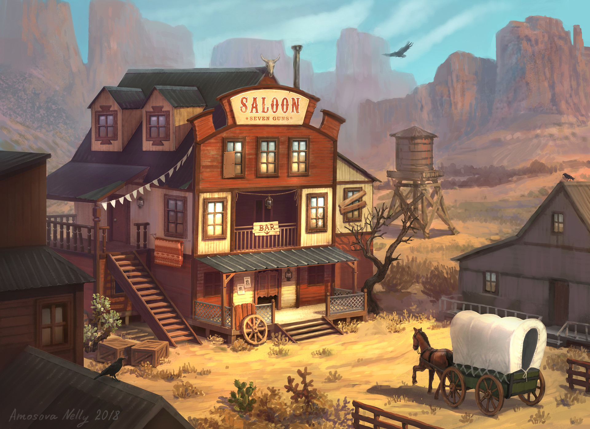Artstation Wild West Saloon Smirnov School
