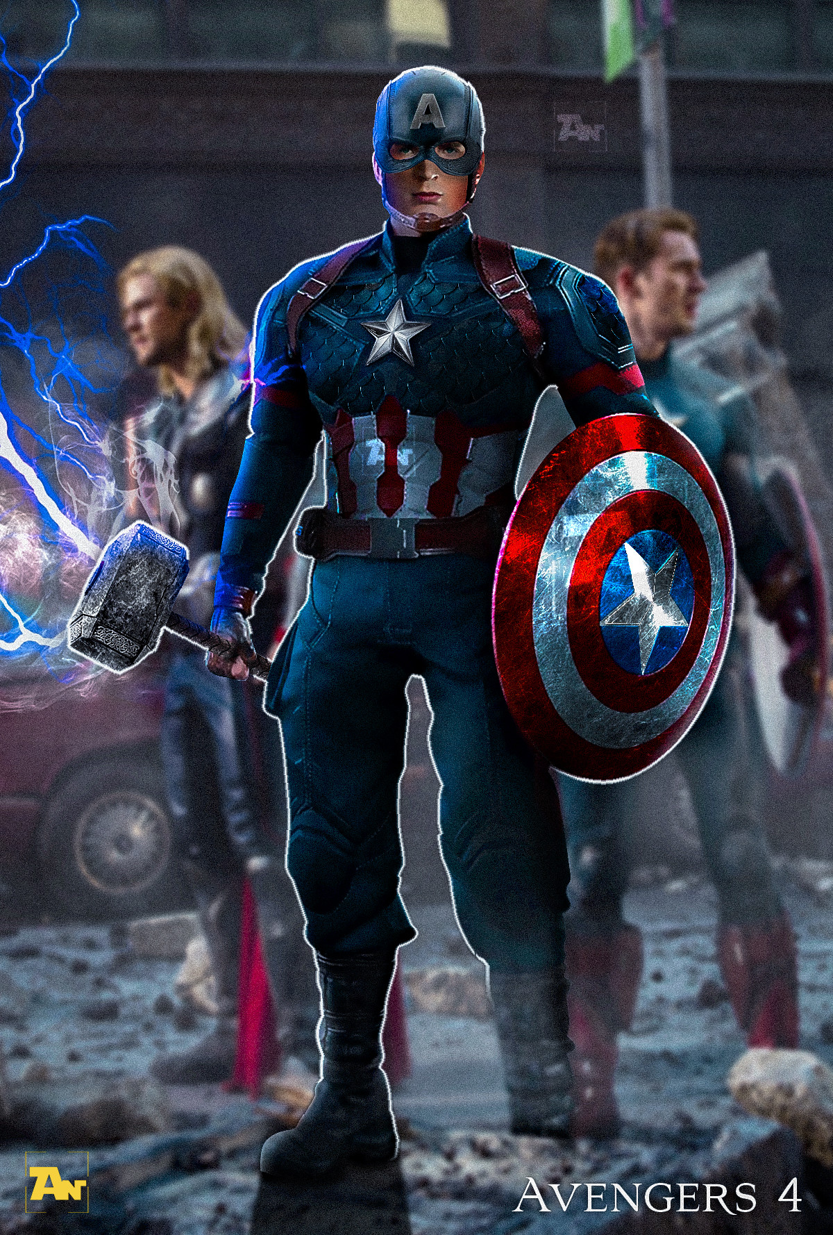 Desviar Amado Animado Tobias Pampinella - Captain America with Thor Hammer | Avengers 4