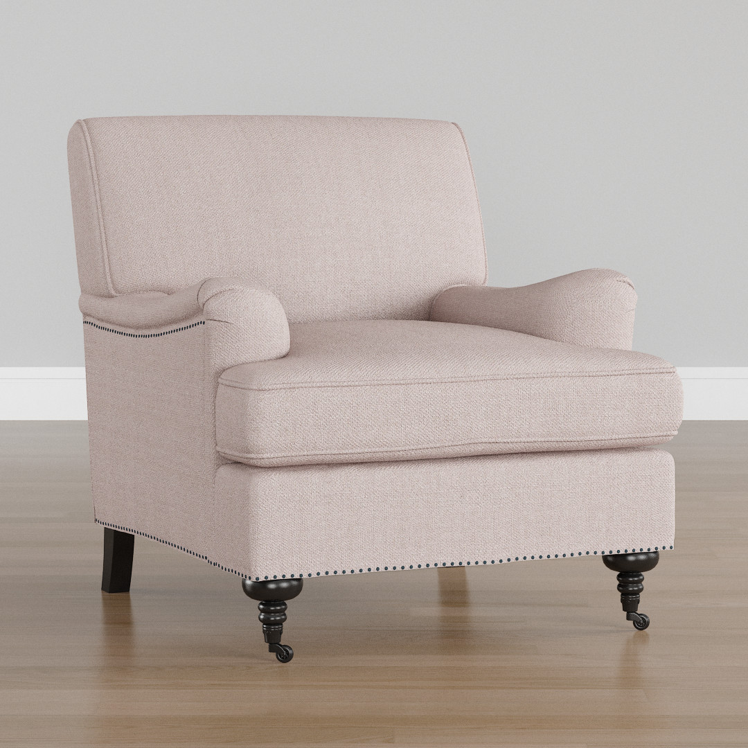 Purvesh Shah Chloe Taupe Espresso Linen Club Arm Chair