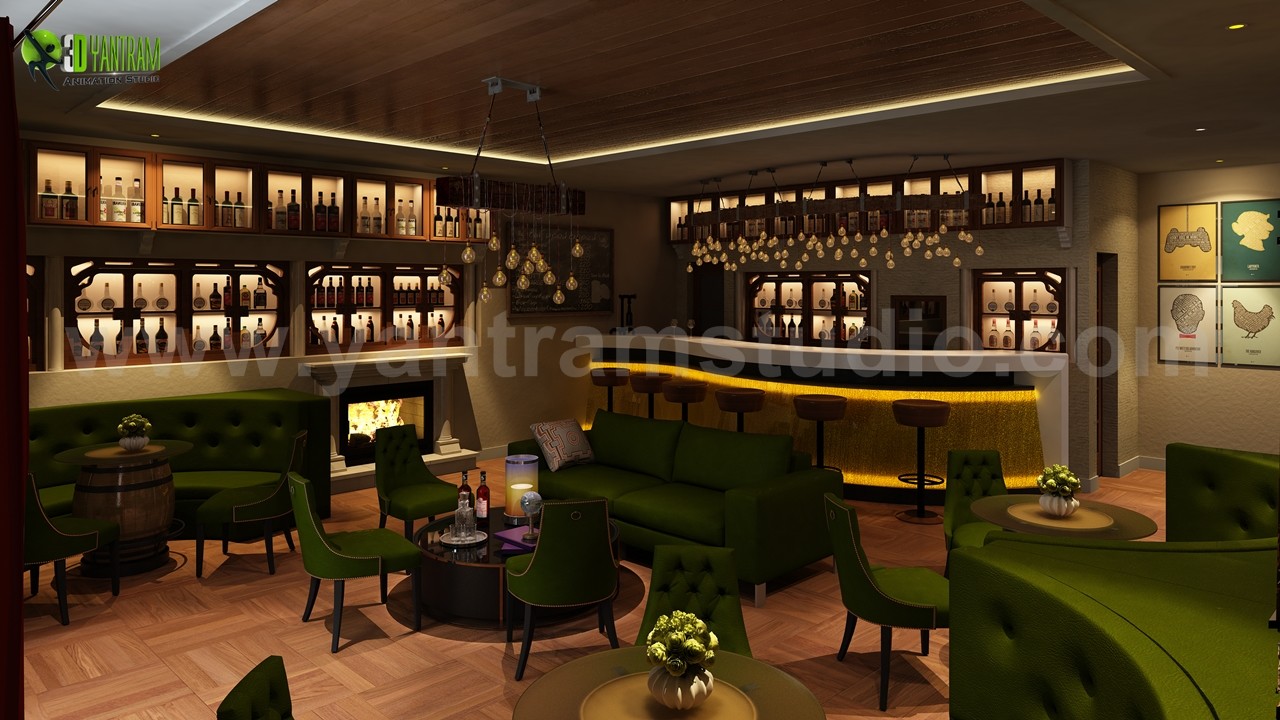Artstation Bar Restaurant Interior Design By Yantram 3d