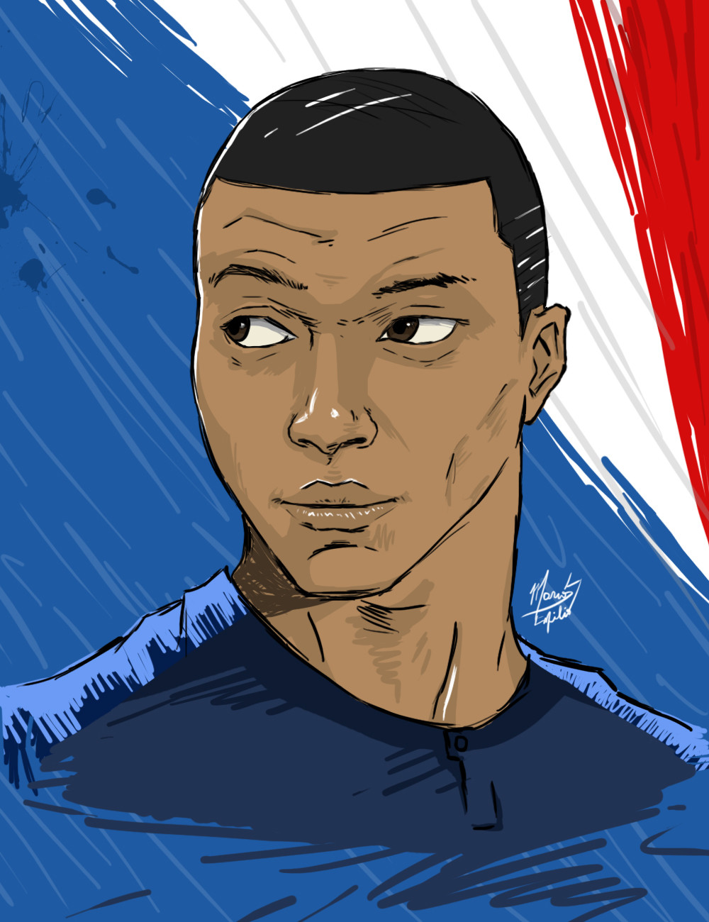 Mbappe Drawing / Sanilartist Drawing Kylian Mbappe Happy 19th Birthday