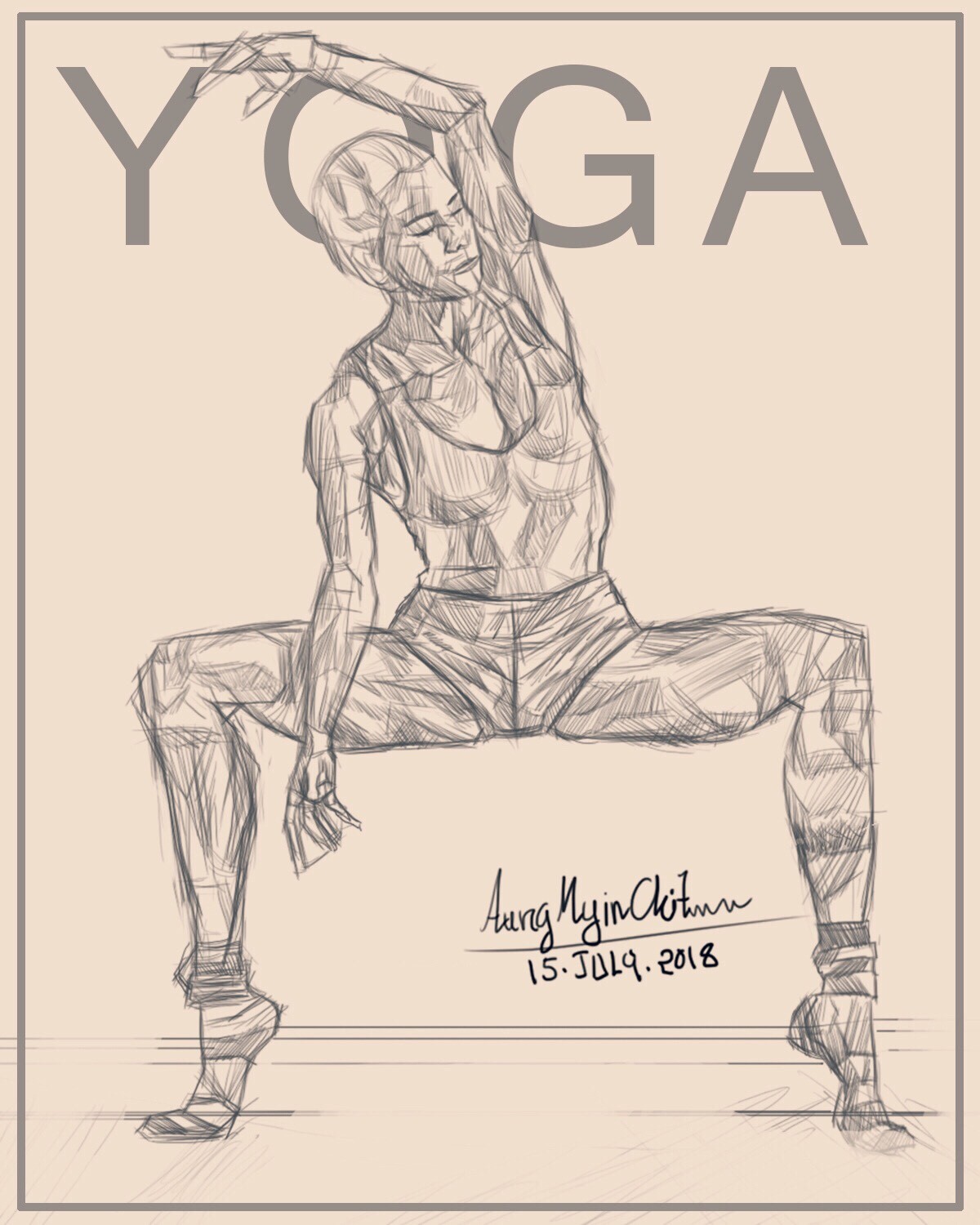 YoungWoman.Lord of the Dance Pose.Natarajasana | Yoga drawing, Yoga art,  Art drawings simple