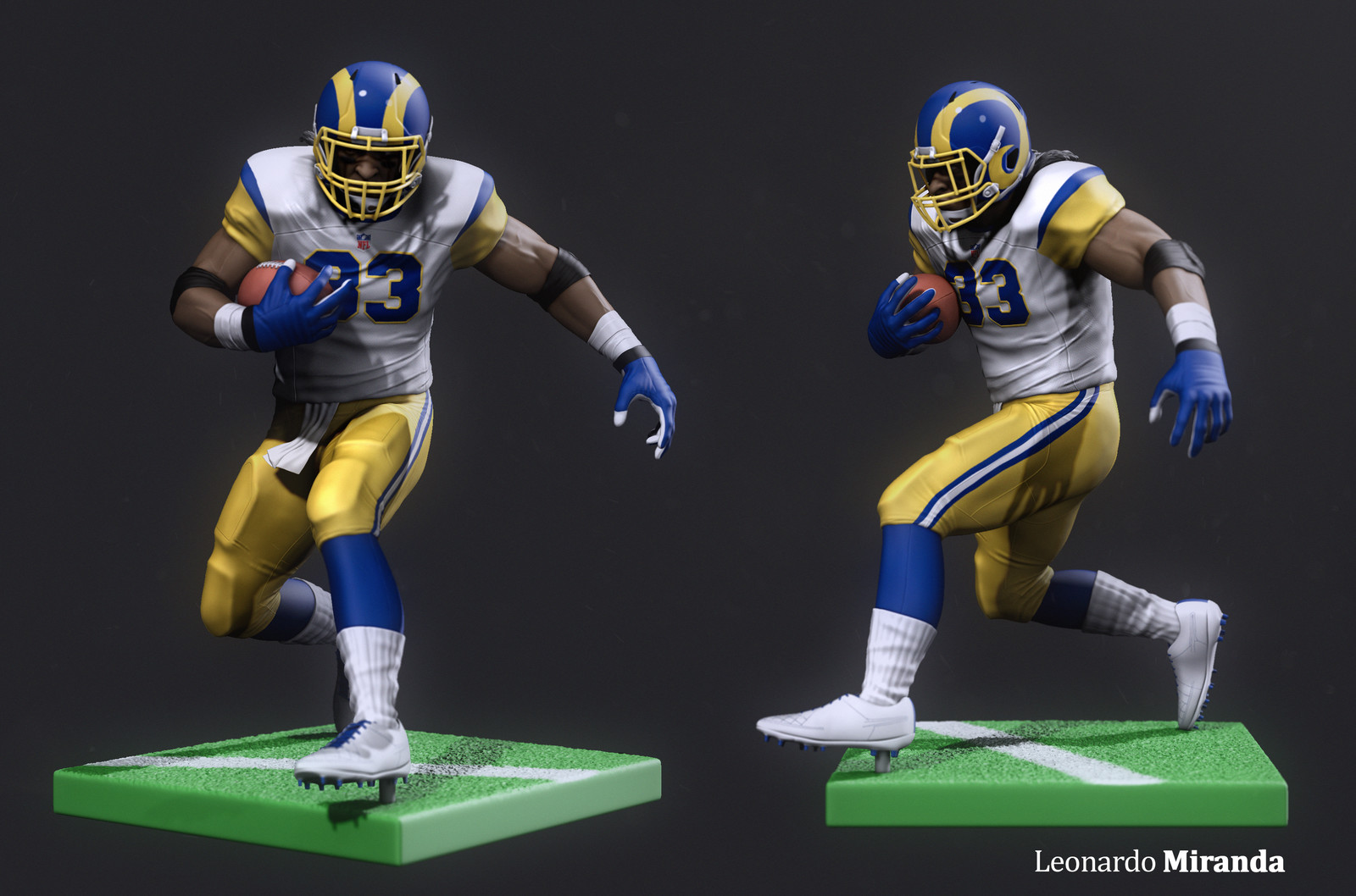 Front and side view render of my NFL player model