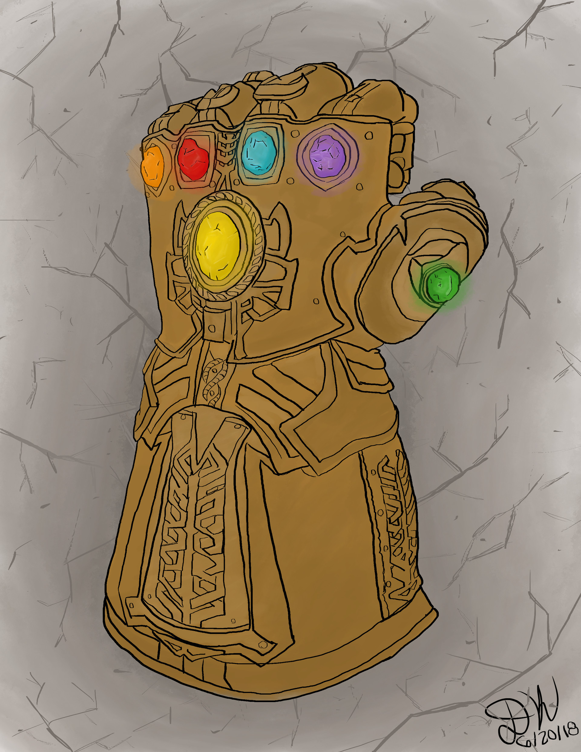 How To Draw Thanos Infinity Gauntlet