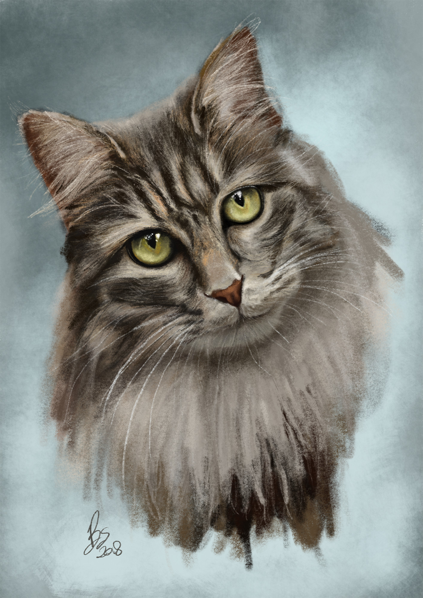Artstation Ipad Pro Procreate Cat Painting Simone Basini