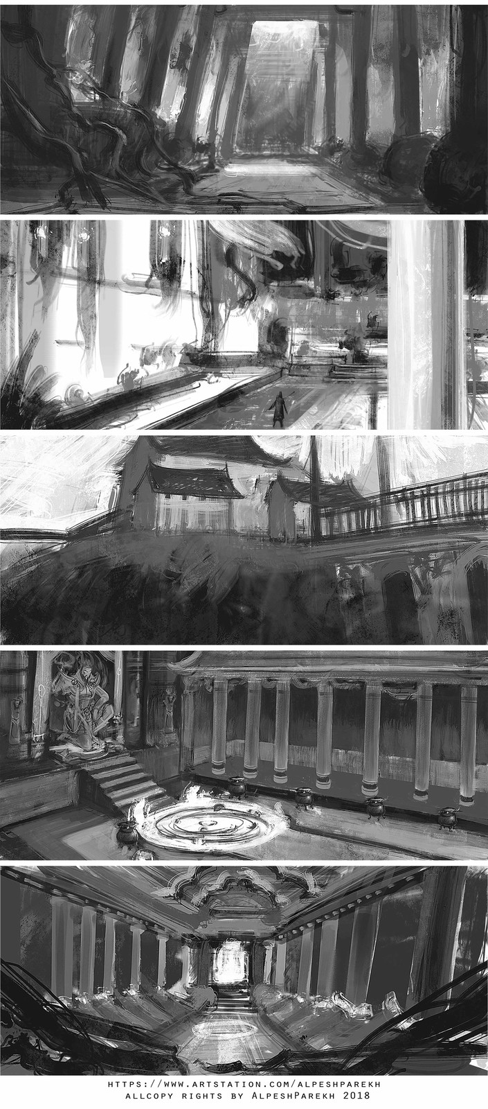 Abandoned chamber Sketches for environment design, level-2 