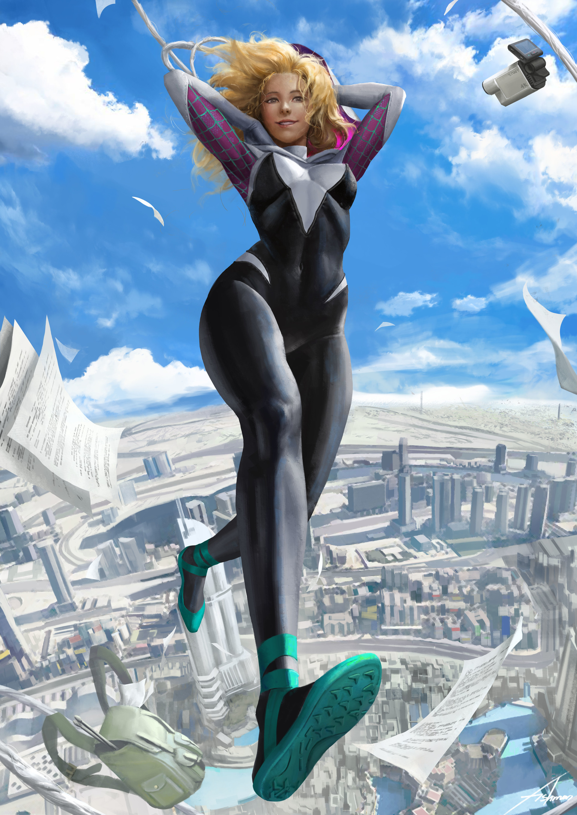 Artstation Gwen Stacy Spidermanèèä¿ ã¹ãã¤ãã¼ãã³ Fish Man Yu Ing Revoltech series no.004 spiderman gwen stacy spider gwen pvc action figure collectible model toy. artstation gwen stacy spidermanèè