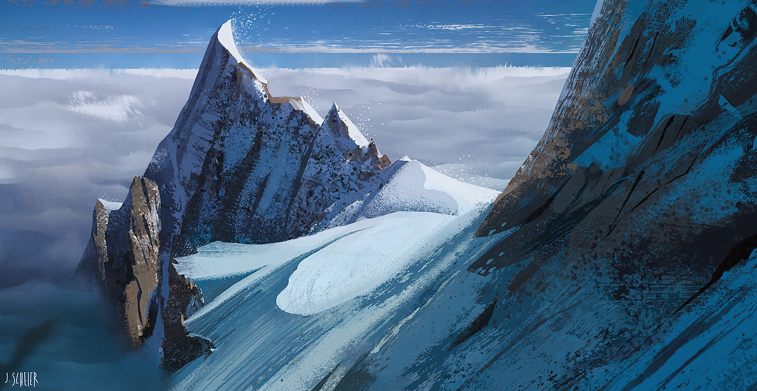 Artstation Snowy Mountain Peak Sketch Jason Scheier