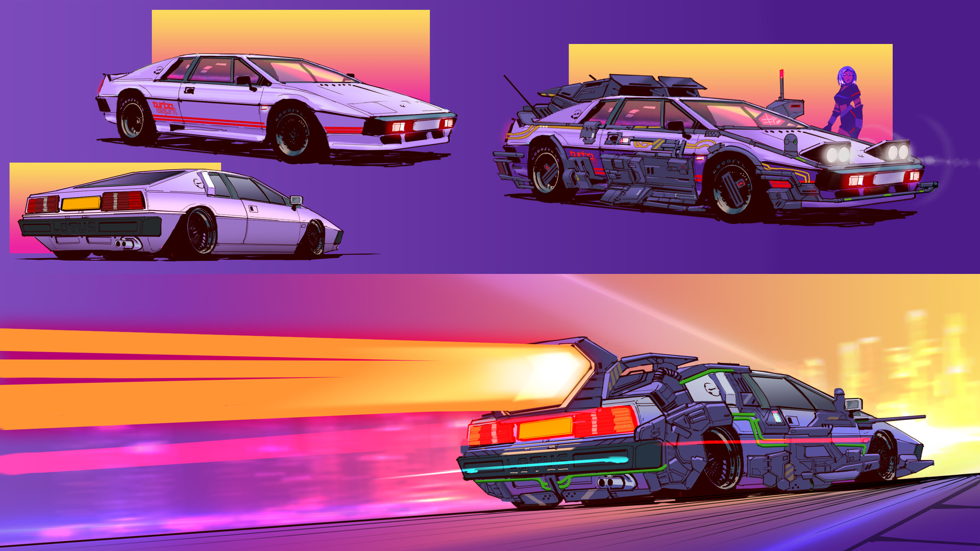 CyberPunk Sketch Series-Retro Cars 01-Outrun, Christian Piccolo.