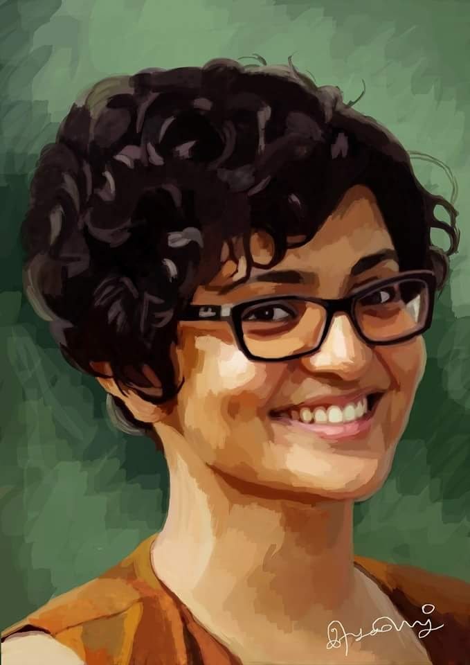 Artstation Actress Parvathi Menon Digital Painting Sasikumar Artist