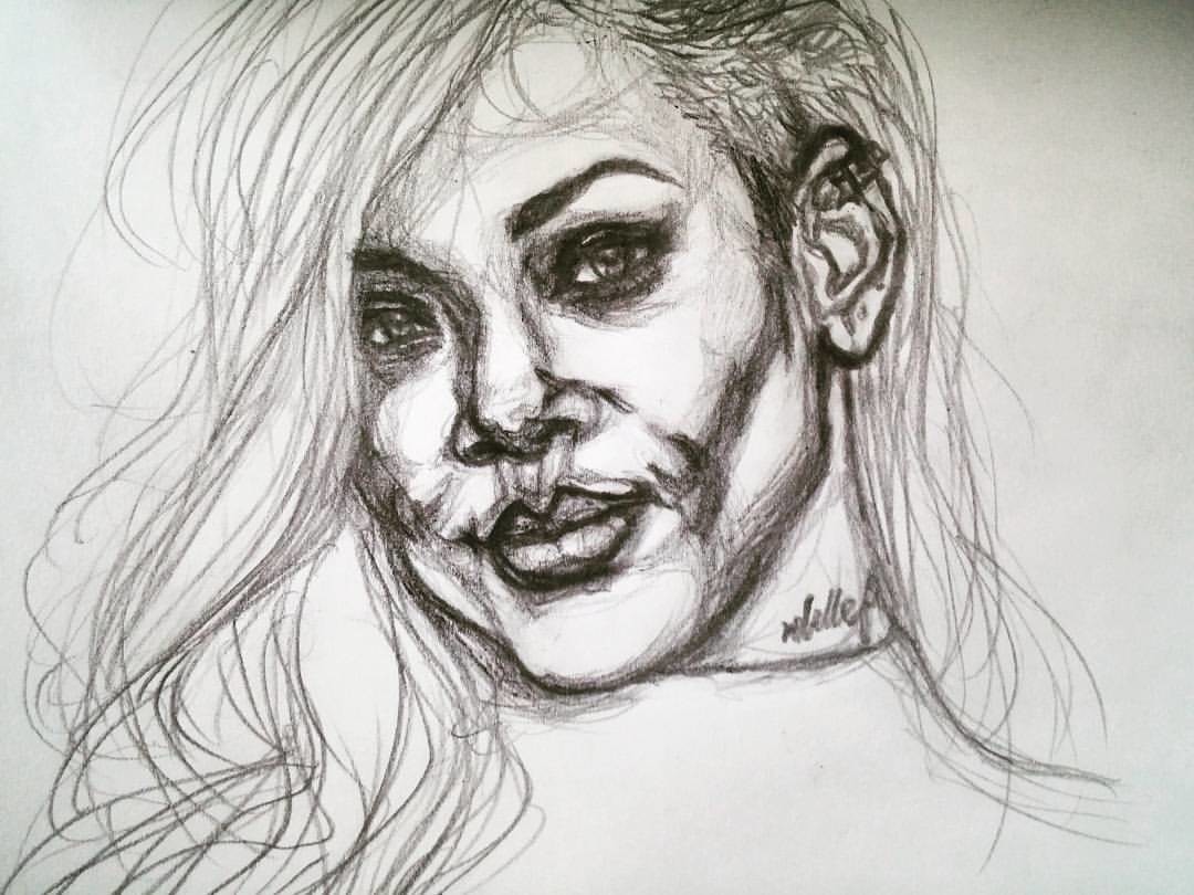 Artstation Rihanna Portrait Drawing Paolo Di Battista