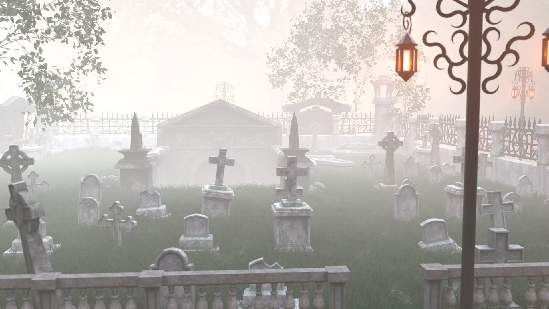 ArtStation Foggy Graveyard Scene