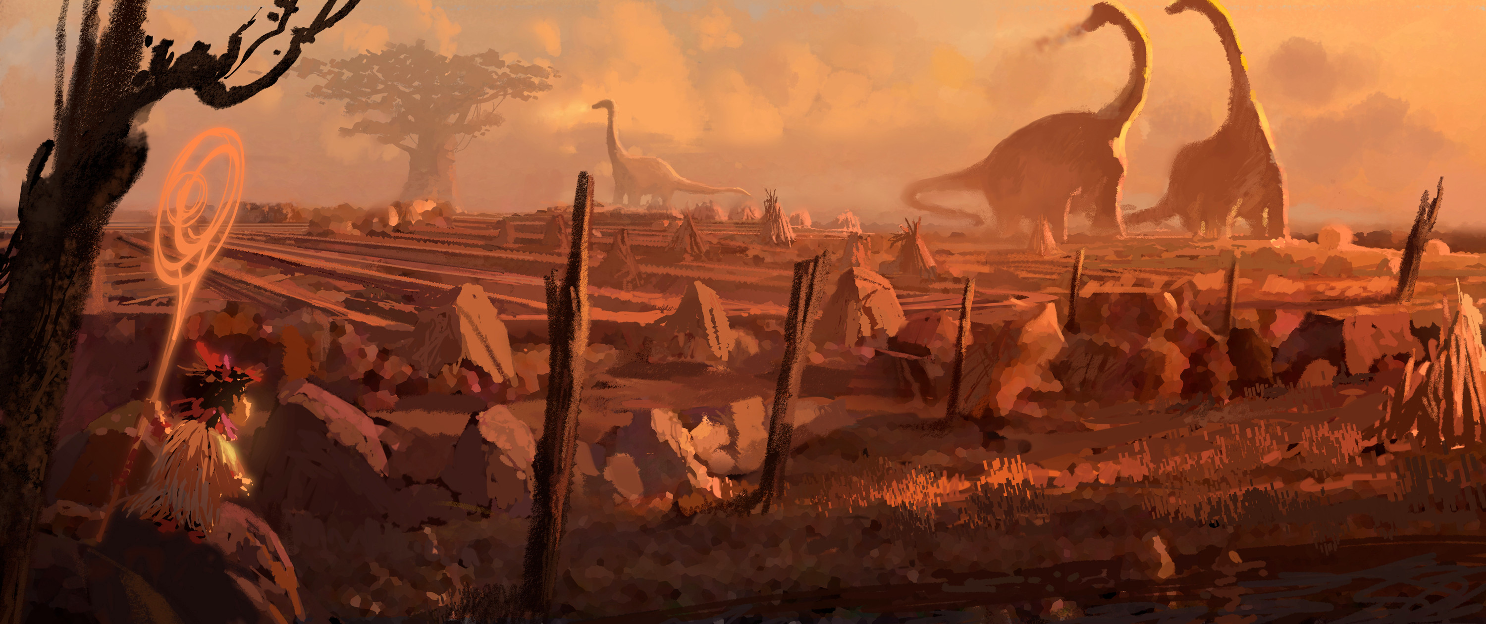Early Visual Development: concept painting for PIXAR's the Good Dinosaur