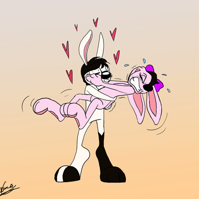 Angela goulene korno trying to force kiss bunny colored
