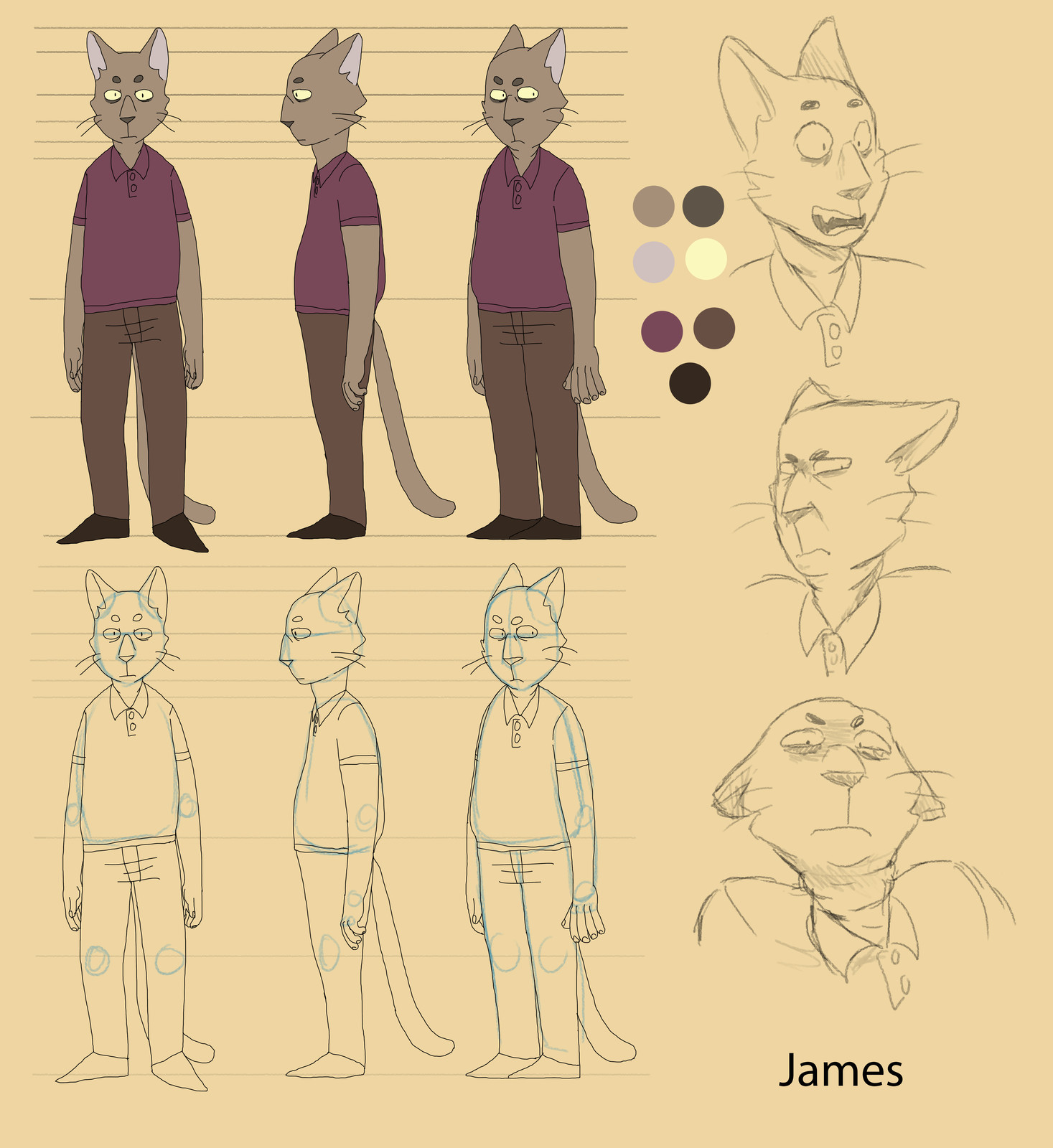 Artstation Character Reference Sheet James The Cat Cecilia