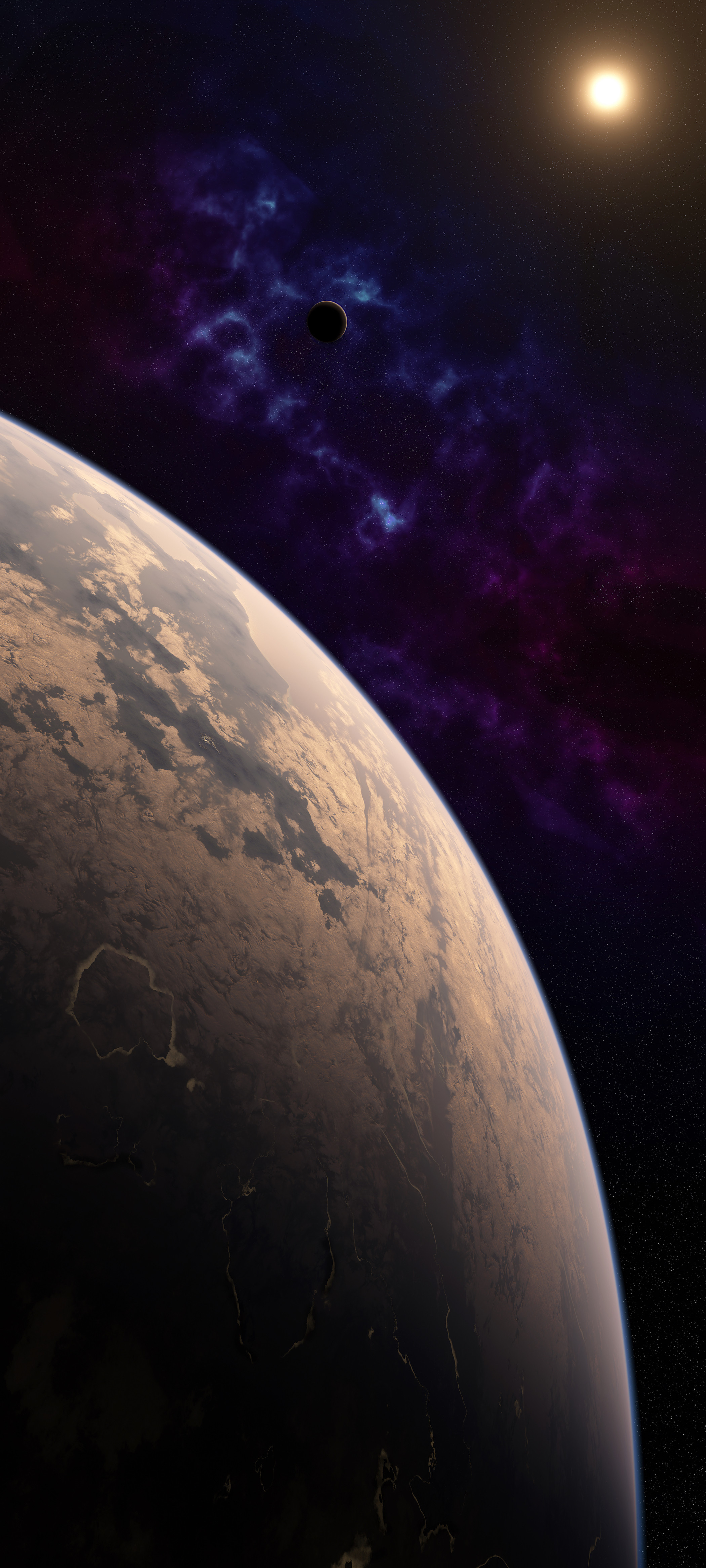 A habitable super-earth orbits an M-star in the midst of an old nebula. 