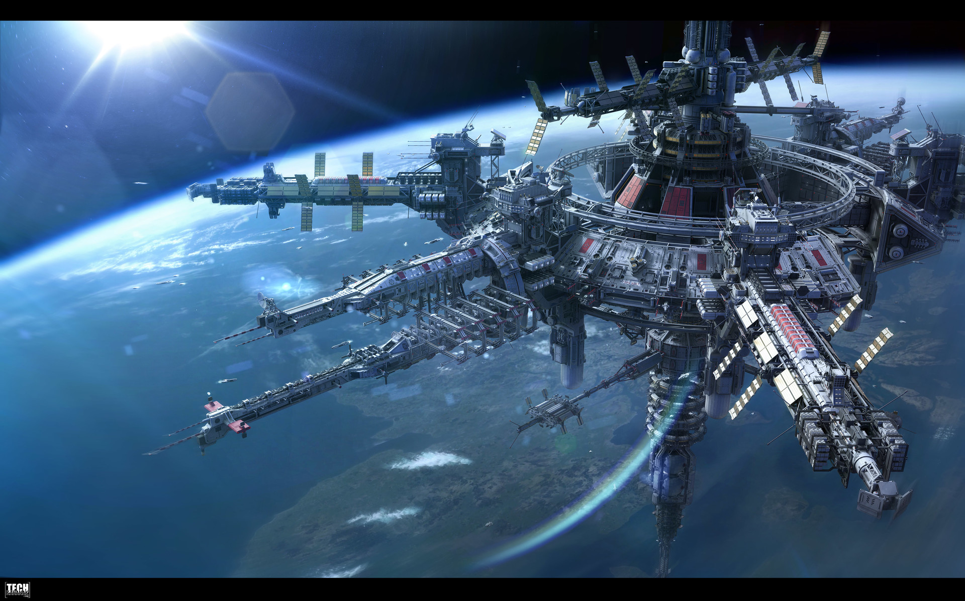 sci fi space station concept art