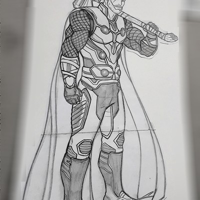 Thor Line Drawing