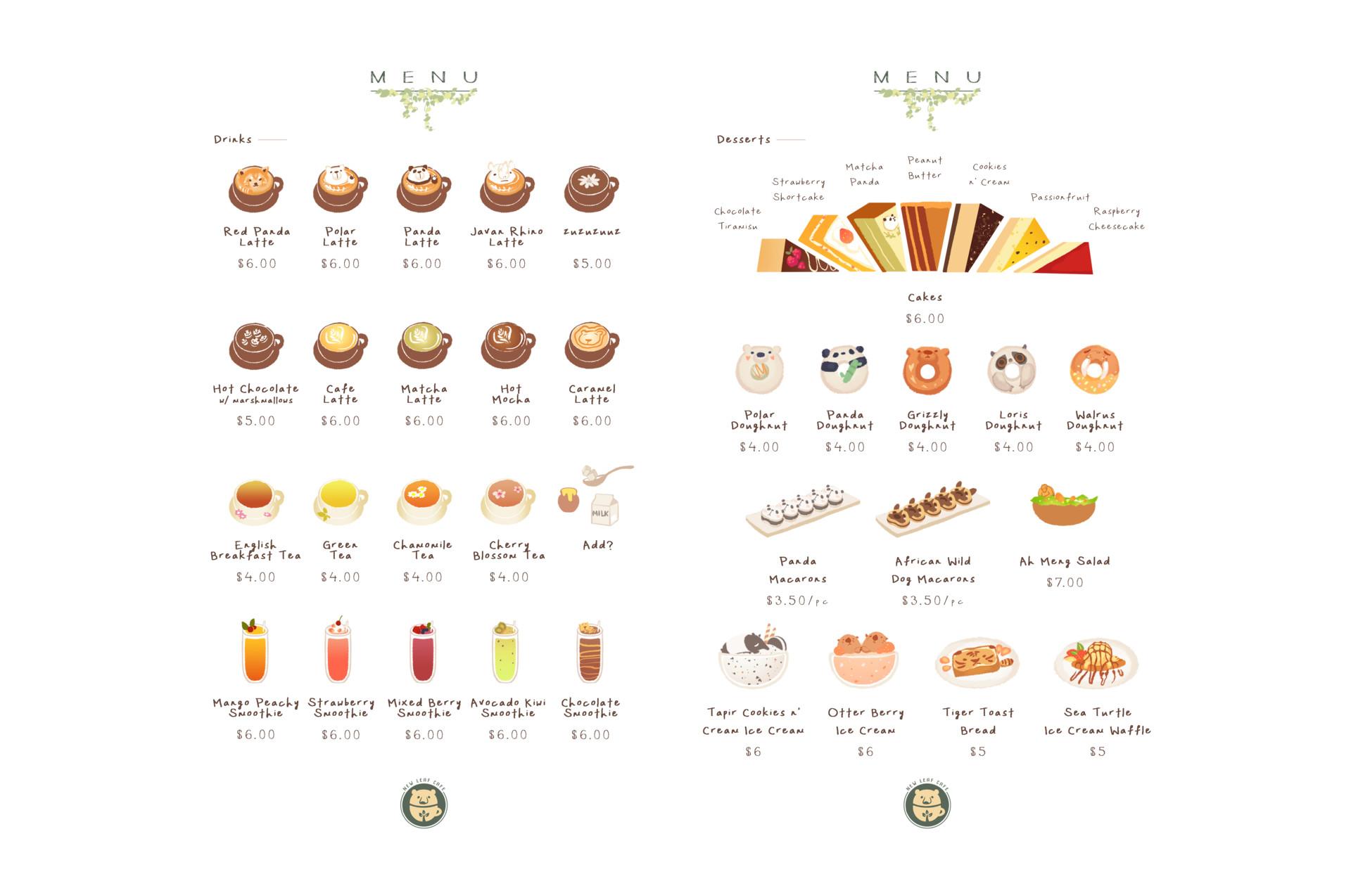 Artstation New Leaf Cafe Menu Design Carin Yap