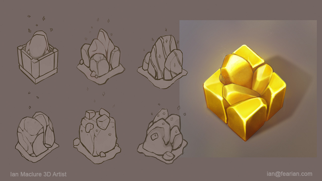 Original concept sketches for the gold block redesign.