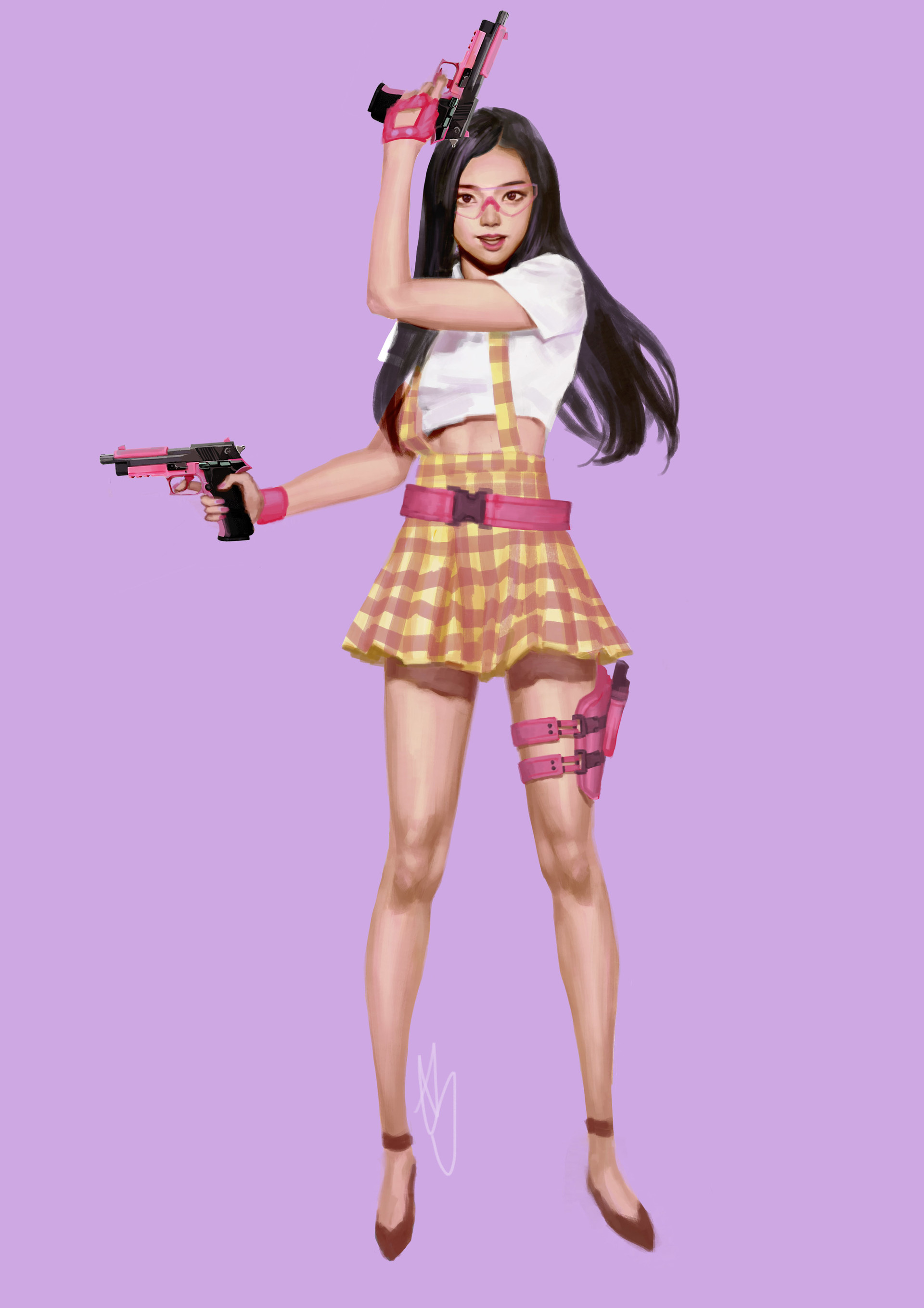 black pink jisoo with pistol tae rang ha