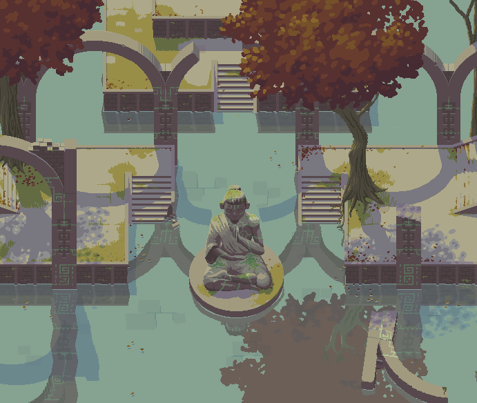 Top-down  animated pixel art environment
