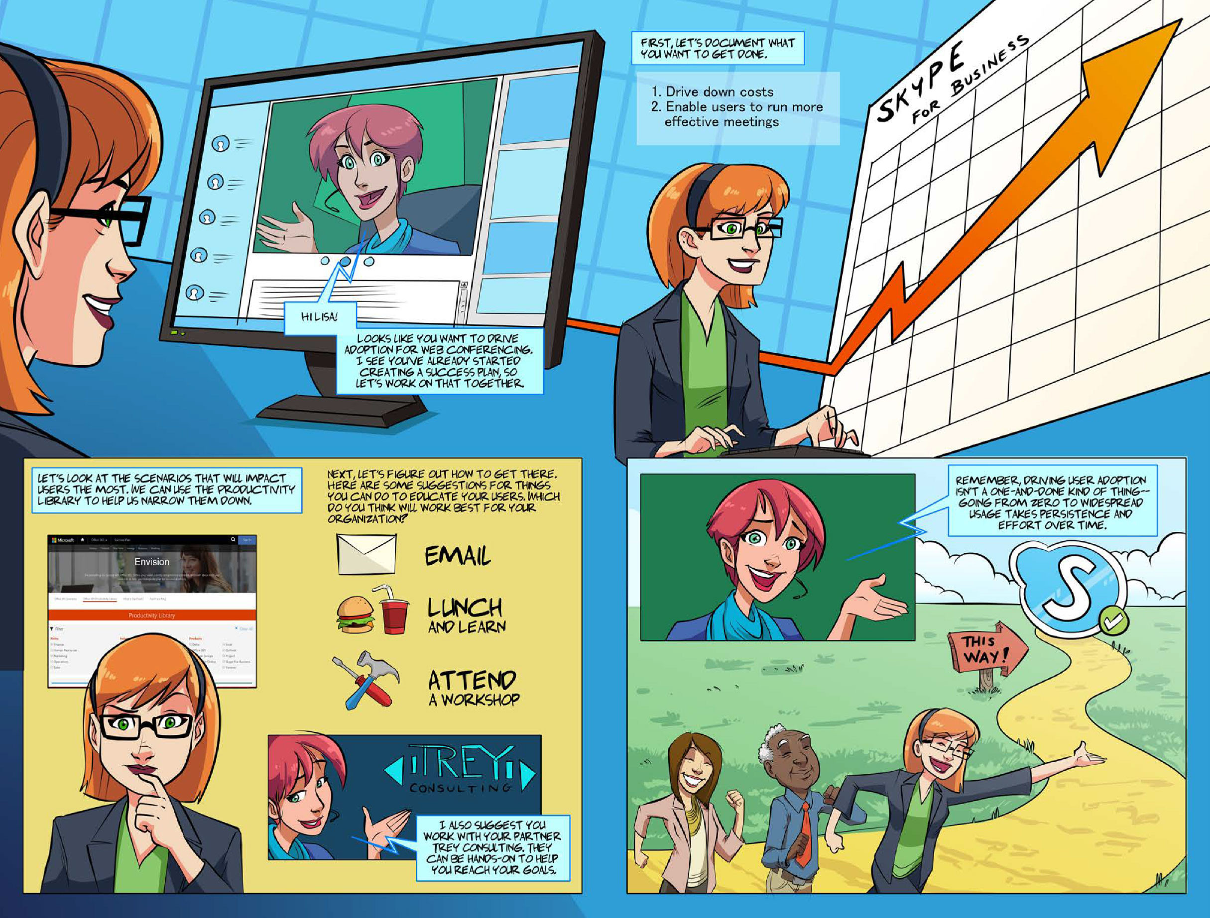 Spread from Office IT Pro Adventures #6. 