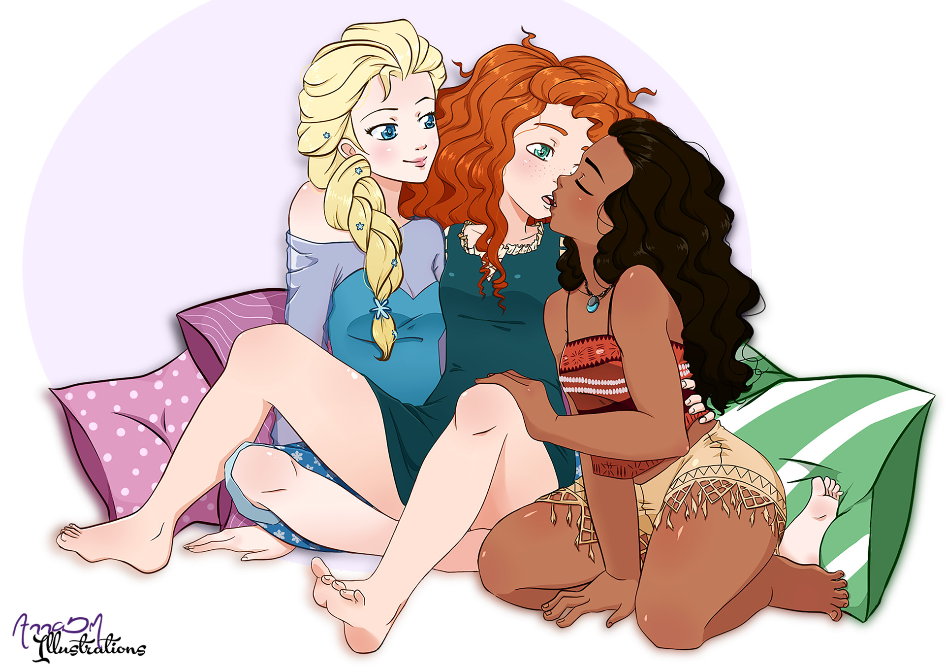 Elsa, Merida and Moana.