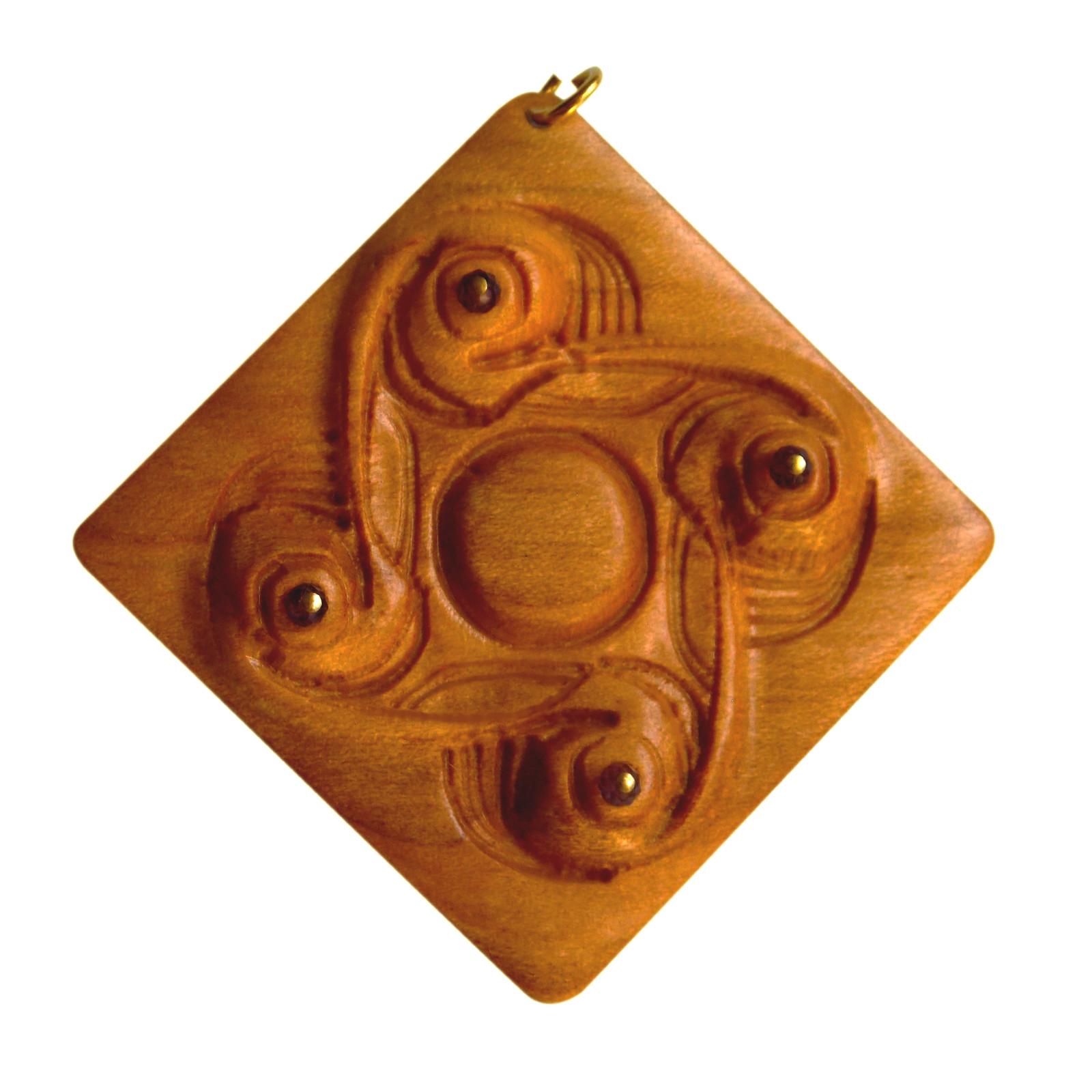 Material: lemn. Pietre semi-preţioase şi lanţ personalizat, doar la cerere.
