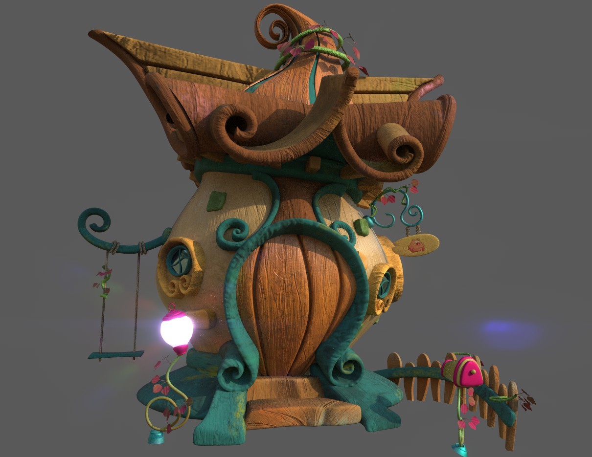 Artstation 3d Pigs Cartoon House 3d Maya Modeling Substance