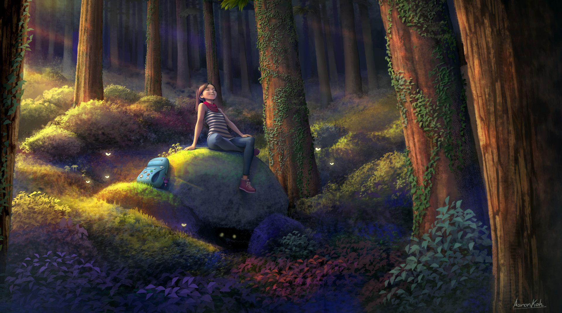 Artstation Girl In Forest Aaron Koh