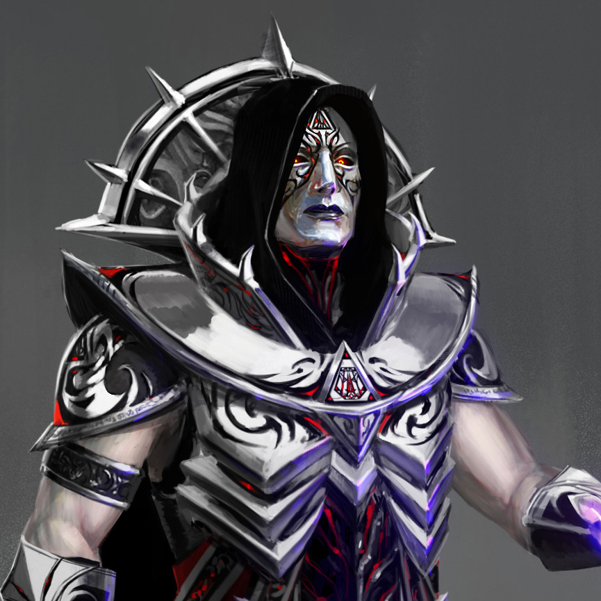 I imagined this particular Sith lord being around the time of Naga Sadow, and having ruined his appearance somehow from tapping into dark side sorcery to excess.  Being vain, he wore a silver mask to hide his face.  
