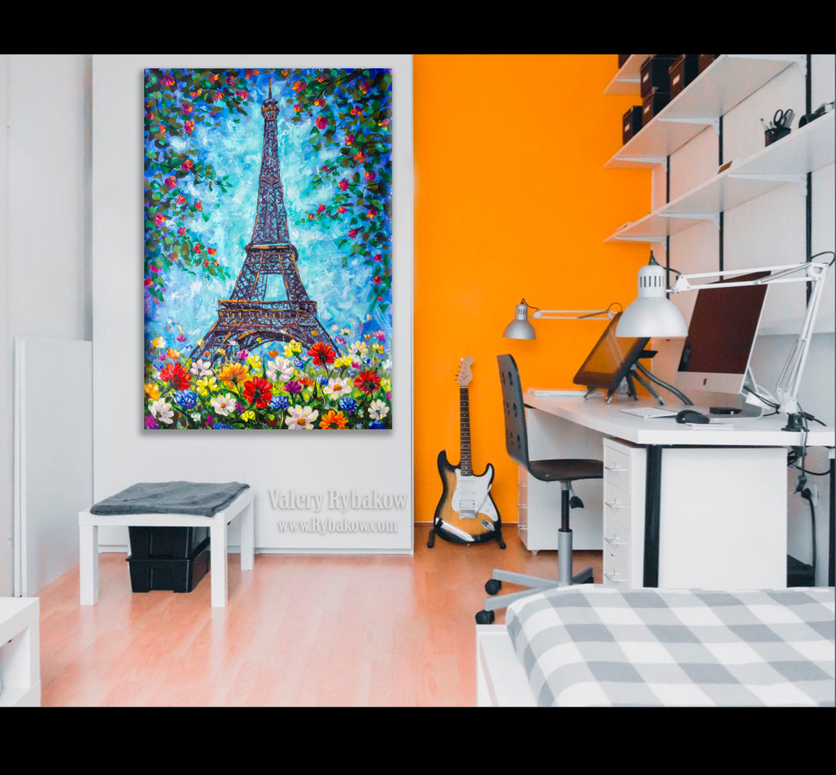 ArtStation - Handmade painting Spring Eiffel Tower Paris in Flowers  Original art for Sale. Artist Valery Rybakow, Valery Rybakow
