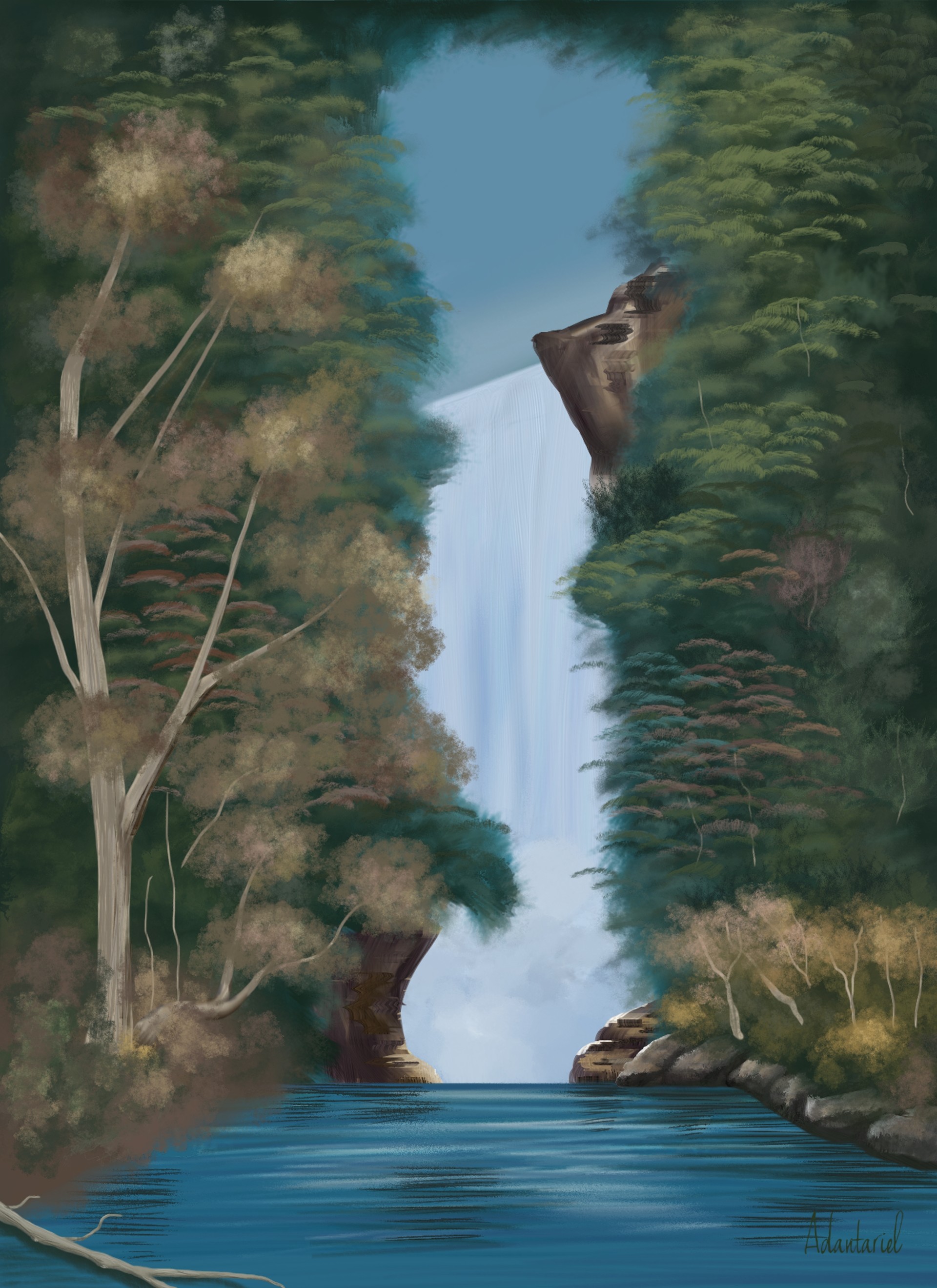 Artstation Waterfall Bob Ross Style Adantariel Creations