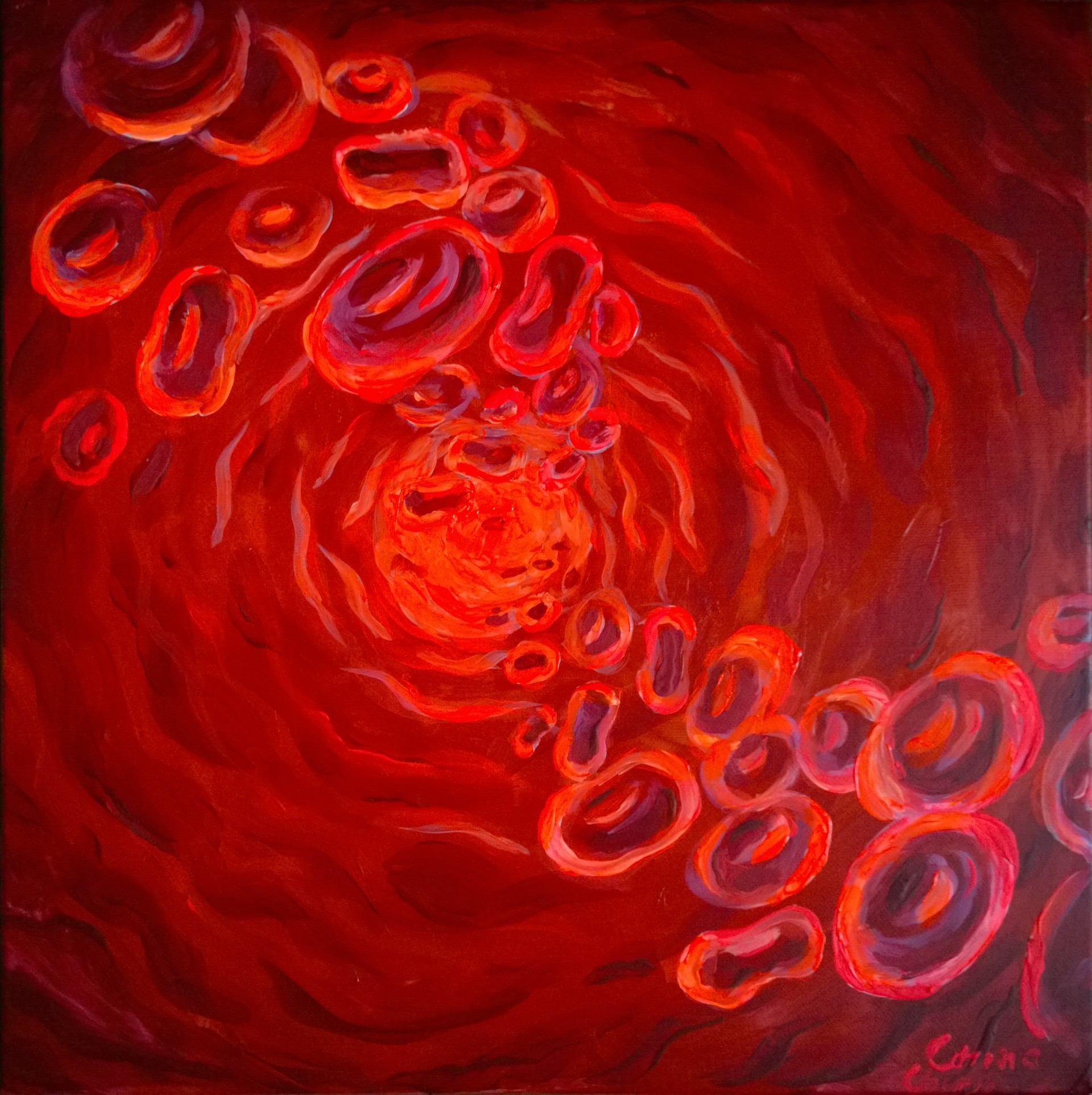 Artstation Erythrocytes Fluorescent Painting Corina Chirila