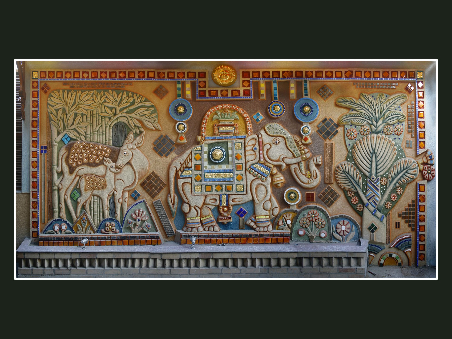 Artstation Rainforest Hotel Chennai Relief Wall Mural Paintings