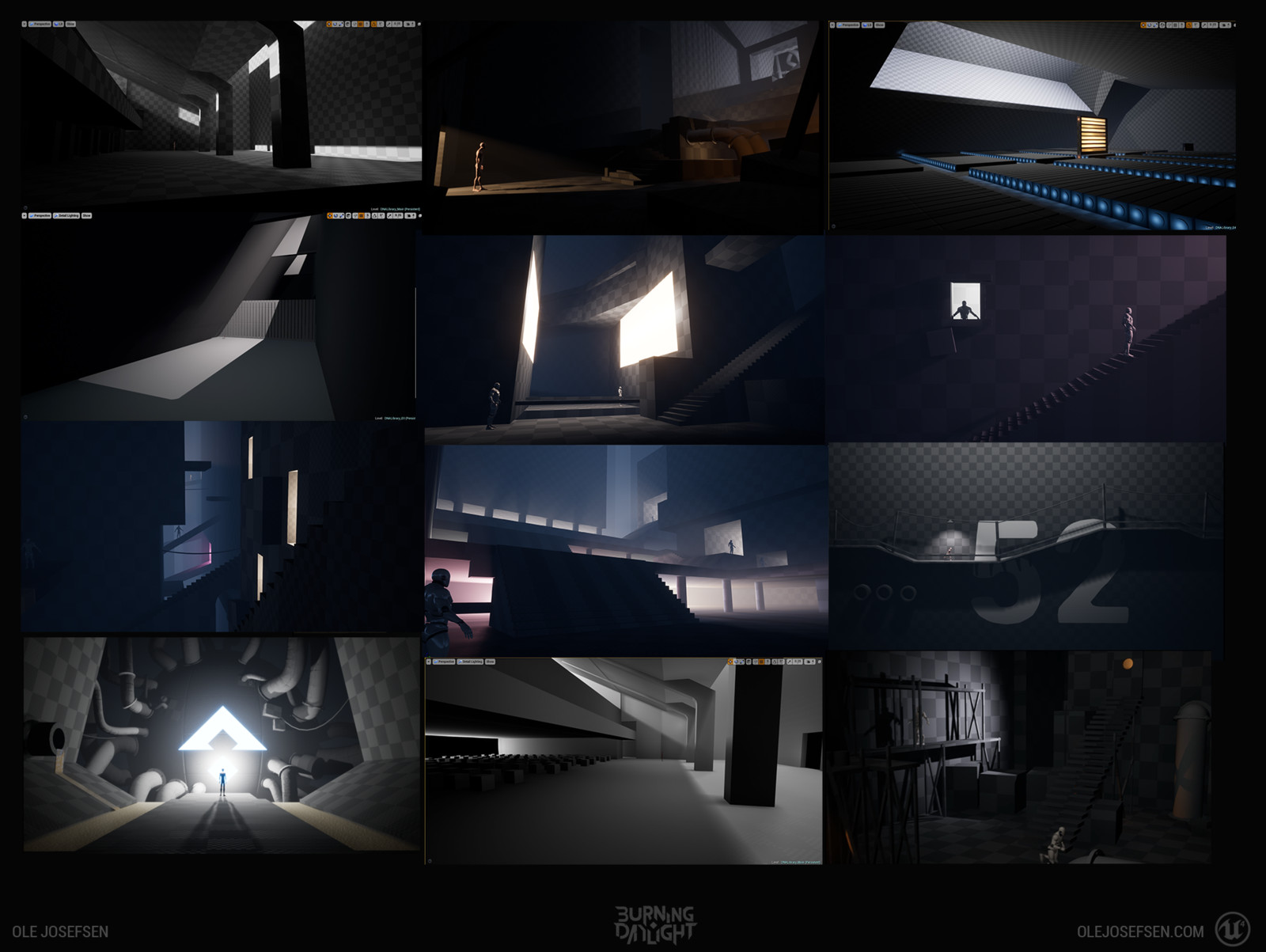 A couple of early environments I've grayboxed.