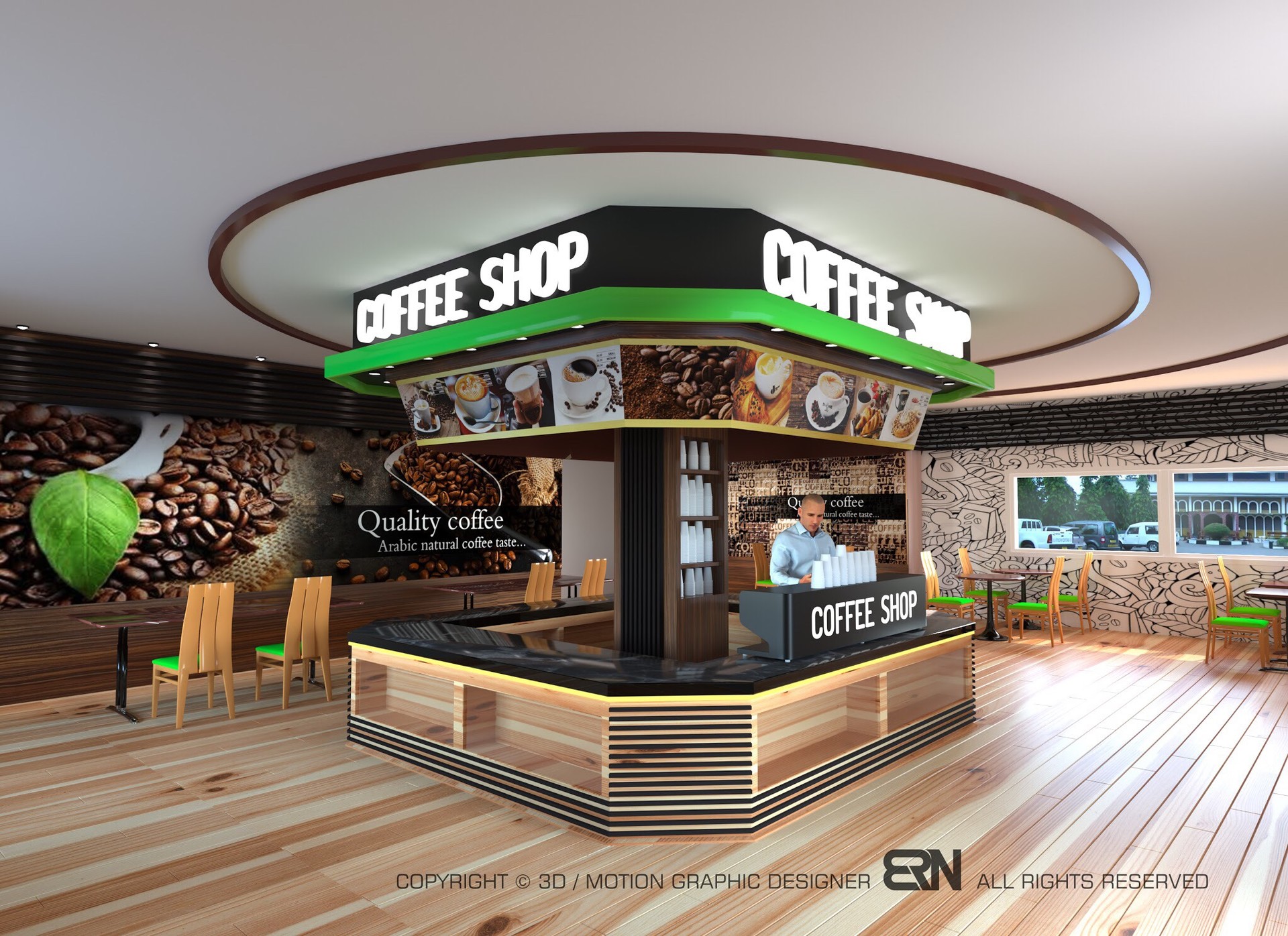 Artstation Coffee Shop 3d Visualization Ernie Nunala