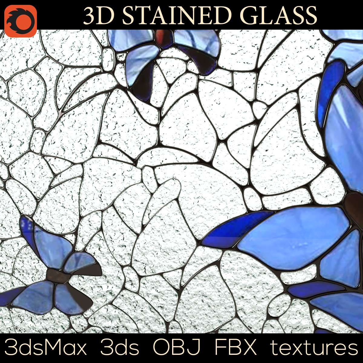 Artstation 3d Model Stained Glass Batterfly 2 Blue Artem Grushin