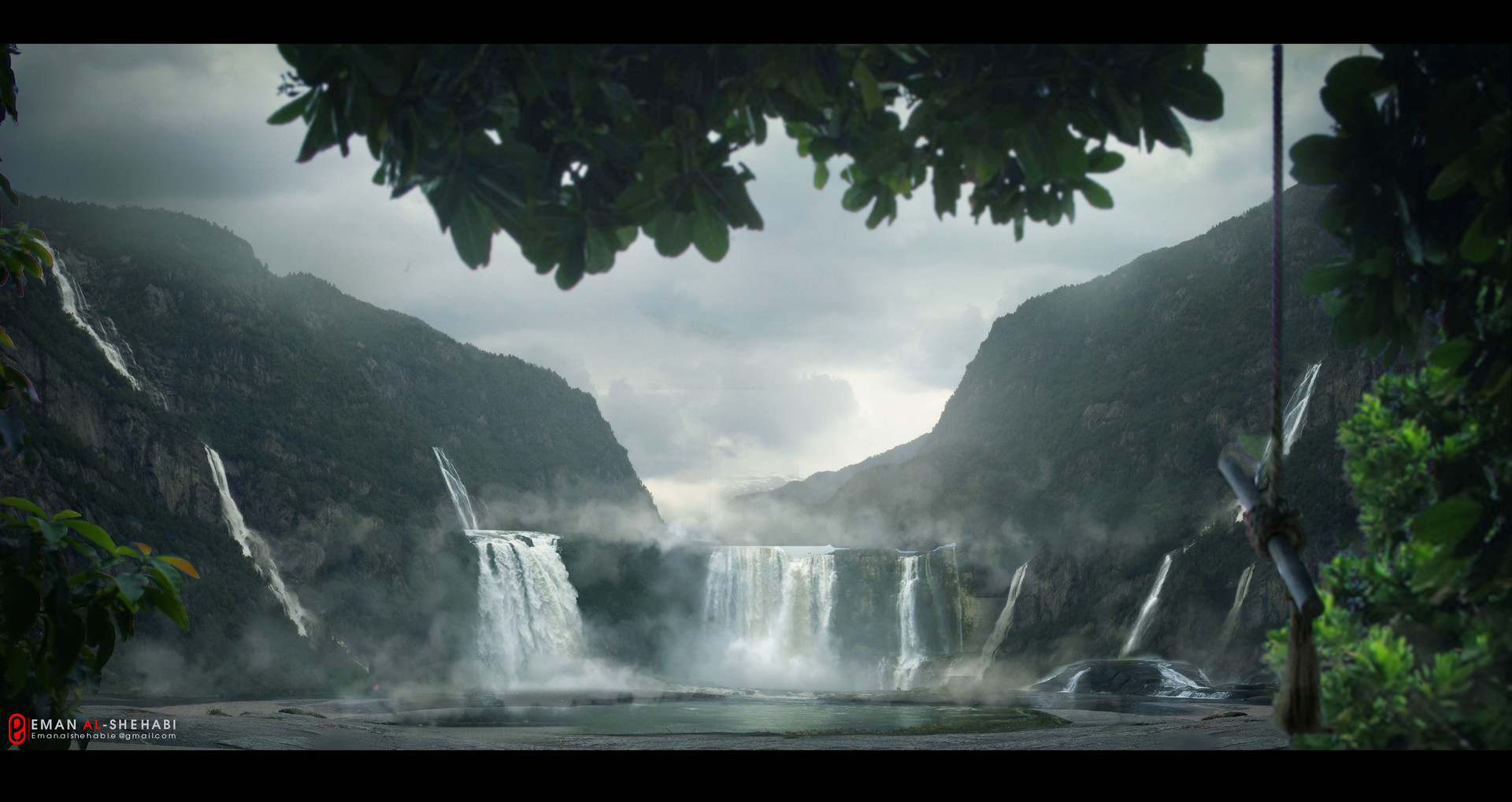 artstation waterfalls matte painting eman alshehabi waterfalls matte painting eman alshehabi