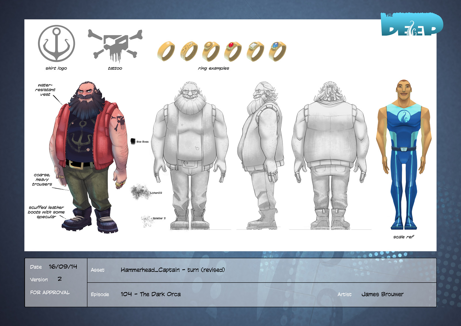 Final character design for Captain Hammerhead.