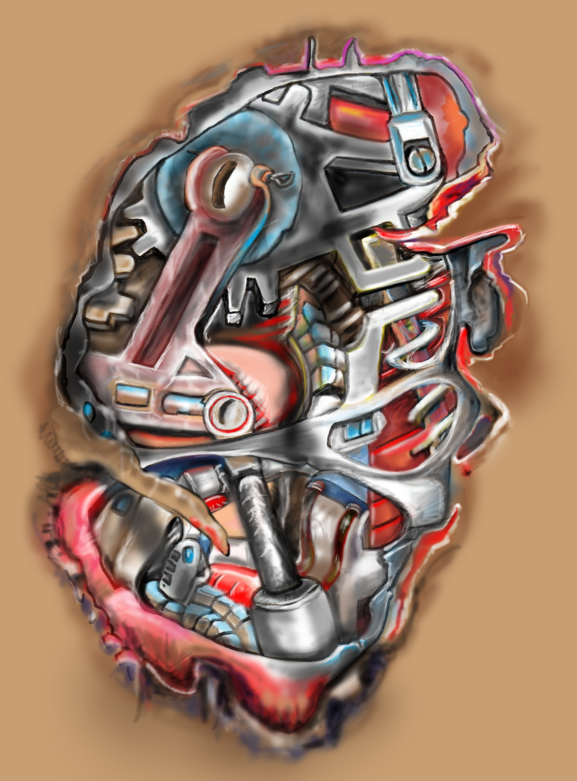 David Isaac Herman - Biomechanical Tattoo design - one of 5 parts to be designed and tattooed on a client.