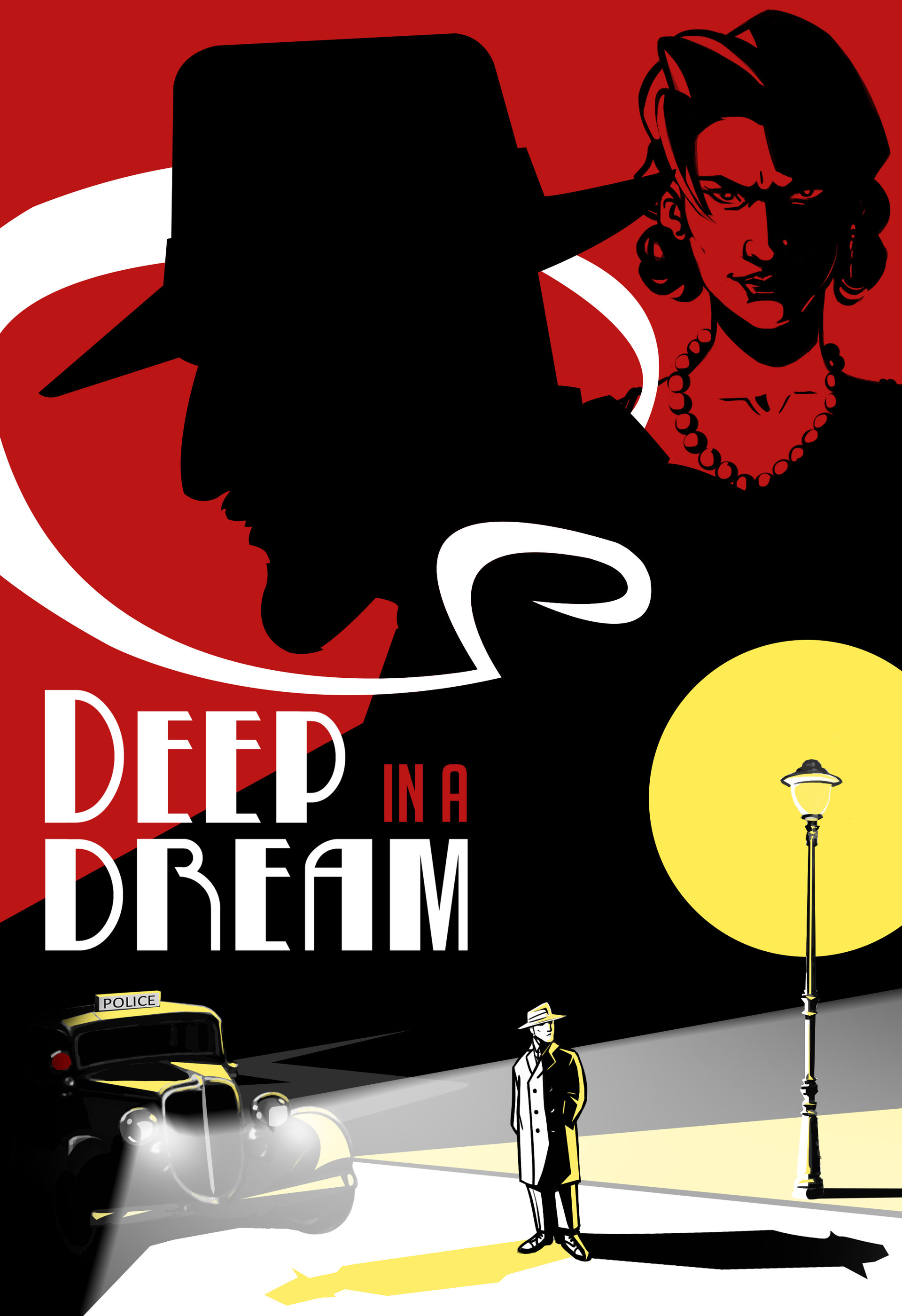 Cover Art. Gabriel Reyes's shadowed profile encircled by smoke with Estela in the background and Jack Morrison in the foreground highlighted by a street lamp and police car headlights.