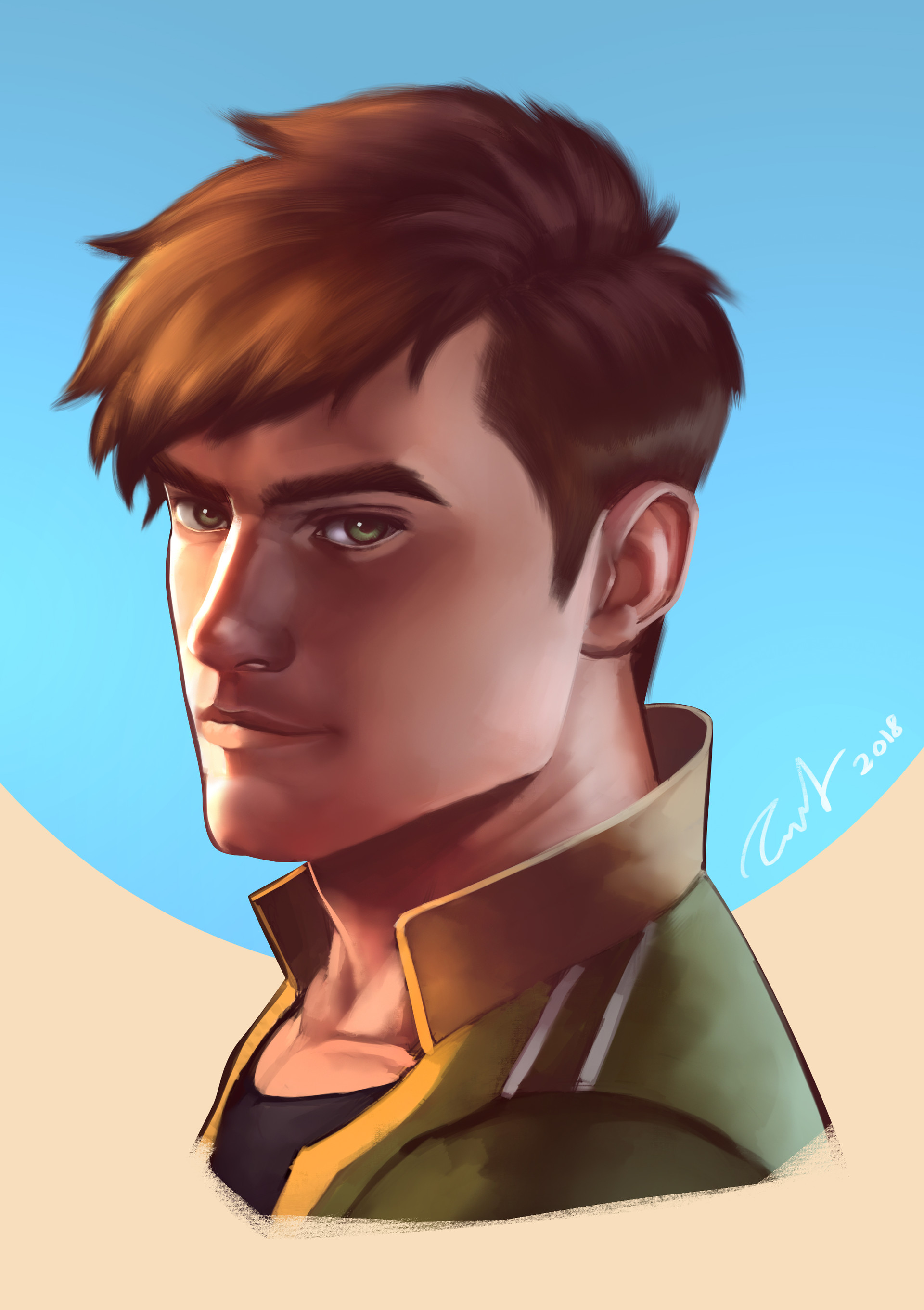 Another portrait painting, this time with Alex from Stardew Valley. 