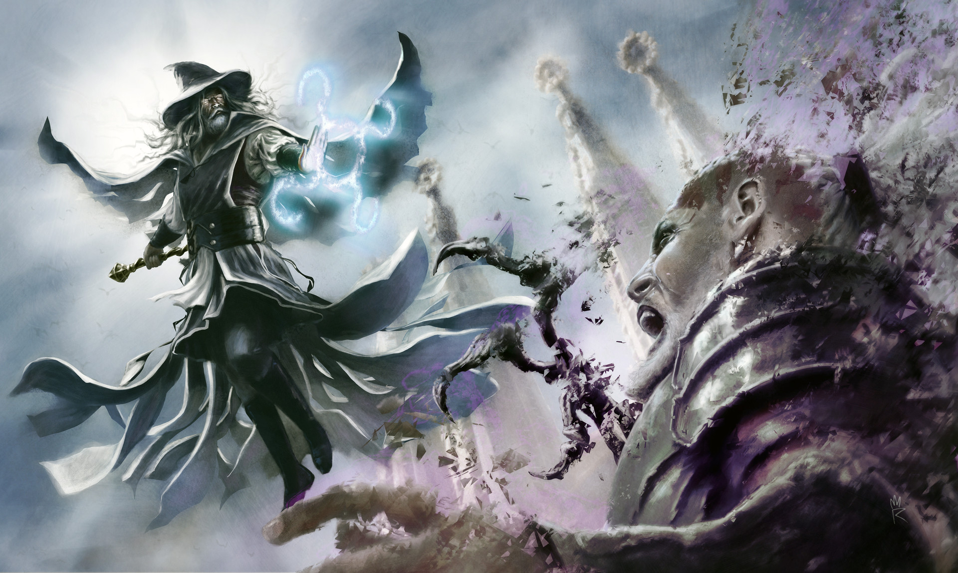 Artstation The Mysterious Blue Wizard Against Tezzeret