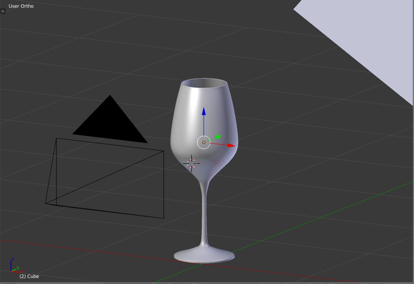 Blender Orthographic View of Wine Glass (solid)