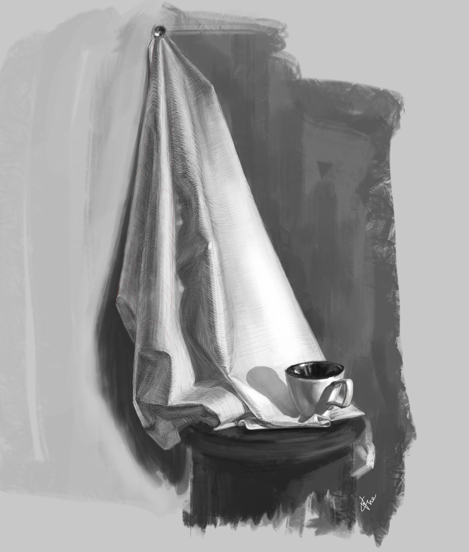 Artstation Drapery With Cup Still Life Valeria Chernichenko